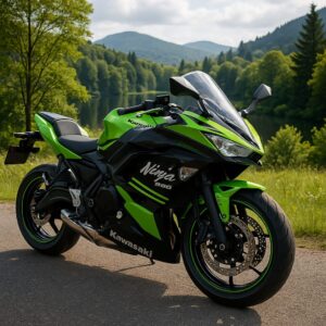 Kawasaki Ninja 650 is back with 67.3 bhp power with green colour and price is 7.27 lakh